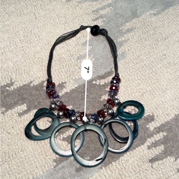 Multi design, dark blue and maroon colored multi design necklace - Picture 4 of 5